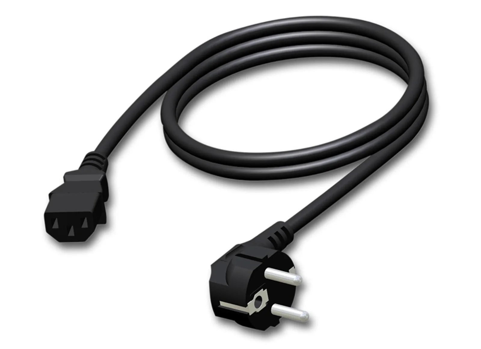 Kaltgeräte Anschlusskabel 1m mit EU Stecker / schwarz