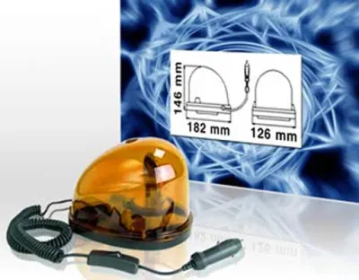 Drehlicht für KFZ 12VDC / Magnetfuß , Spiralkabel mit Kfz-Stecker