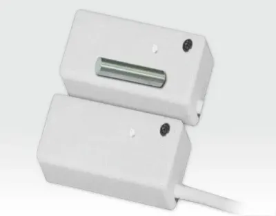EMSRT Erschütterungsmelder/Magnetkontakt Relaisausgang Timer / Weiss 2m Kabel