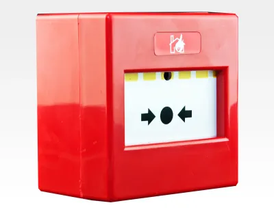 Meldetaster rotes Gehäuse Glas zum Eindrücken 86x86x50mm