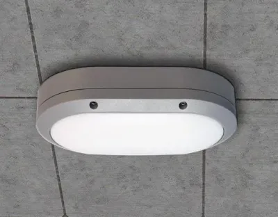 5W LED Wand/Deckenleuchte grau oval Tageslicht Weiß / 6000-6500K 225lm 230VAC IP54 120Grad — Bild 2