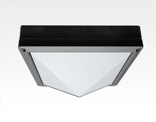 10W LED Wand/Deckenleuchte grau quadr. pyr. Warm Weiß / 2700-3200K 450lm 230VAC IP54 120Grad