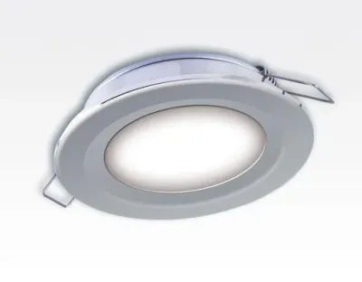 6W LED Einbau Downlight silber rund Neutral Weiß 1,5m Kabel / 4000-4500K 450lm 24VDC IP65 120Grad