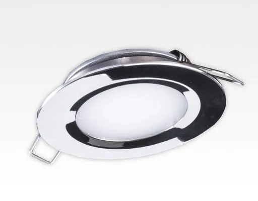 2W LED Einbau Downlight Edelstahl rund Warm Weiß 1,5m Kabel / 2700-3200K 180lm 24VDC IP65 120Grad