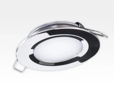 2W LED Einbau Downlight Edelstahl rund Warm Weiß 1,5m Kabel / 2700-3200K 180lm 24VDC IP65 120Grad