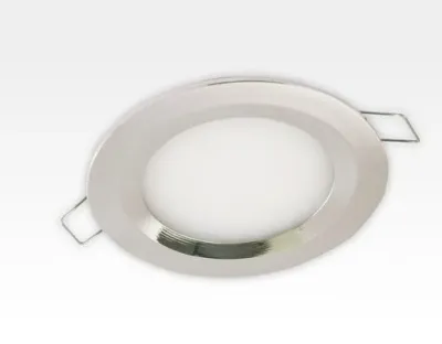 6W LED Einbau Downlight Edelstahl rund Warm Weiß 1,5m Kabel / 2700-3200K 450lm 24VDC IP65 120Grad -Ausstellungsstück mit kleinen Schönheitsfehler — Bild 1