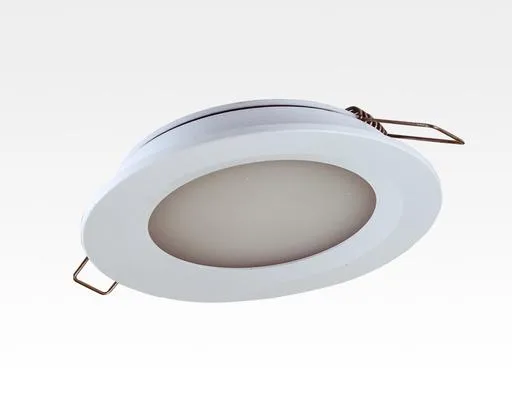 6W LED Einbau Downlight silber rund Warm Weiß 1,5m Kabel / 2700-3200K 450lm 24VDC IP65 120Grad