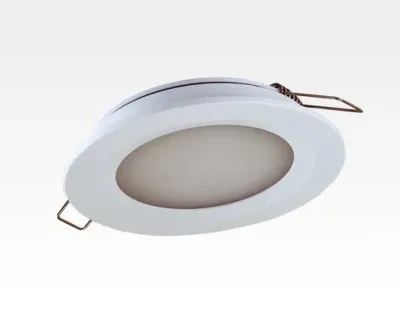 6W LED Einbau Downlight silber rund Warm Weiß 1,5m Kabel / 2700-3200K 450lm 24VDC IP65 120Grad