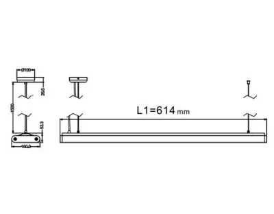 20W LED Lichtbalken Weiß abhängend 120Grad Neutral Weiß / 4000-4500K 1640lm 230VAC L614mm — Bild 5