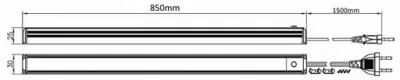 10W LED Lichtleiste 85cm 750lm WarmWeiß 1,5m Kabel / 230VAC 120Grad 2700-3200K — Bild 3