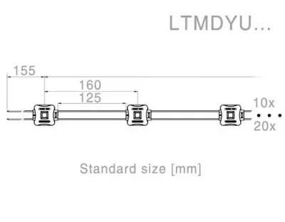96W LED Kette mit 100 Modulen Tageslicht Weiss 115Grad / 5500-6500K 12VDC 64lm/Modul IP65 — Bild 2