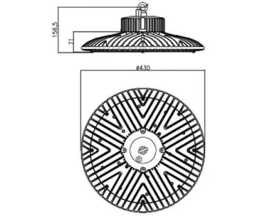 150W LED UFO-Pendelstrahler 120Grad Tageslicht Weiss 20000lm / 230VAC Dimmbar IP65 — Bild 2