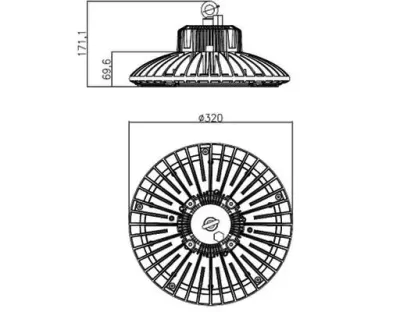 70W LED UFO-Pendelstrahler 120Grad Tageslicht Weiss 9500lm / 230VAC Dimmbar IP65 — Bild 2