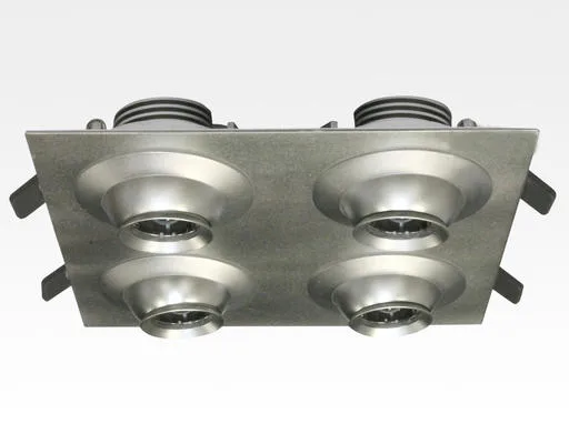 12W LED Fokus Vierfach Einbauspot silber quadr. Neutral Weiß / 4000K 800lm 230VAC 10-60Grad