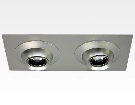 6W LED Fokus Doppel Einbauspot silber rechteckig Warm Weiß / 3000K 400lm 230VAC 10-60Grad