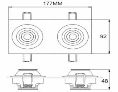 6W LED Fokus Doppel Einbauspot silber rechteckig Warm Weiß / 3000K 400lm 230VAC 10-60Grad — Bild 5
