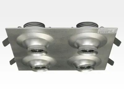 12W LED Fokus Vierfach Einbauspot silber quadratisch Warm Weiß / 3000K 800lm 230VAC 10-60Grad -Ausstellungsstück mit kleinen Schönheitsfehler — Bild 2