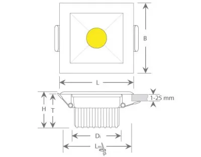 3W LED Einbau Spot Warm Weiß quadratisch / 240lm 230VAC — Bild 7