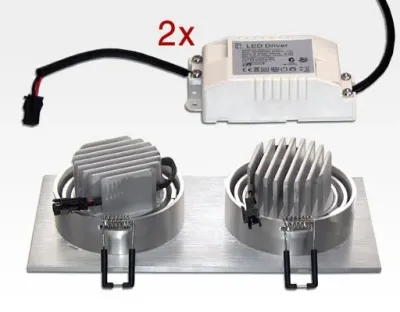 6W LED Einbau Spotleuchte Alu gebürstet rechteckig Warm Weiss / 2700-3200K 1170lm 230VAC IP40 35Grad — Bild 5