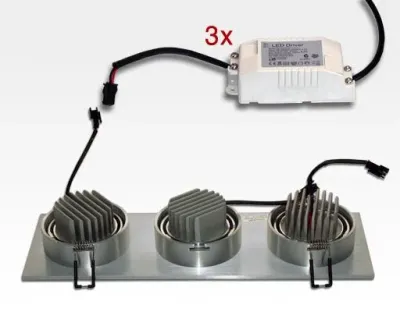 9W LED Einbau Spotleuchte Alu gebürstet rechteckig Warm Weiß / 2700-3200K 585lm 230VAC IP40 35Grad — Bild 5