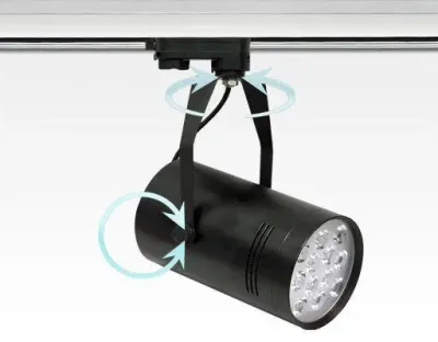 12W LED Leuchte schwarz dimmbar 3 Phasen Schienen 24Grad 1027lm / Neutral Weiss 4000-4500K D100mm 230VAC