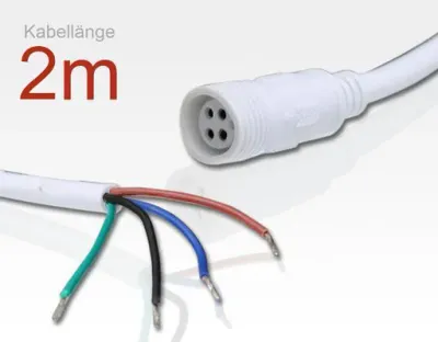 Anschlusskabel 4Polig RGB 2m weiss für LTWWAP*RGB Serie / 1x Stecker Weiblich, 1x offenes Ende