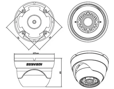 1/3" 960H D&N AntiVandal Kamera silber 2.8-12mm mit IR LEDs 20m / 700TVL IP66 12-24V AC/DC Effio-E — Bild 3