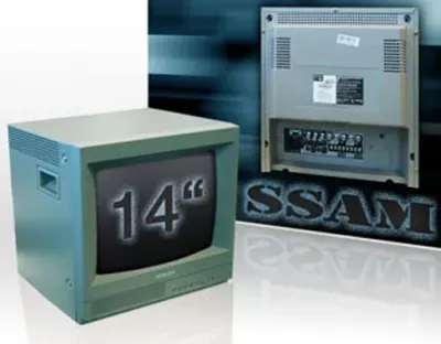 HITACHI 14" HR Farbmonitor int. Kameranetzteil & QUAD 14Q